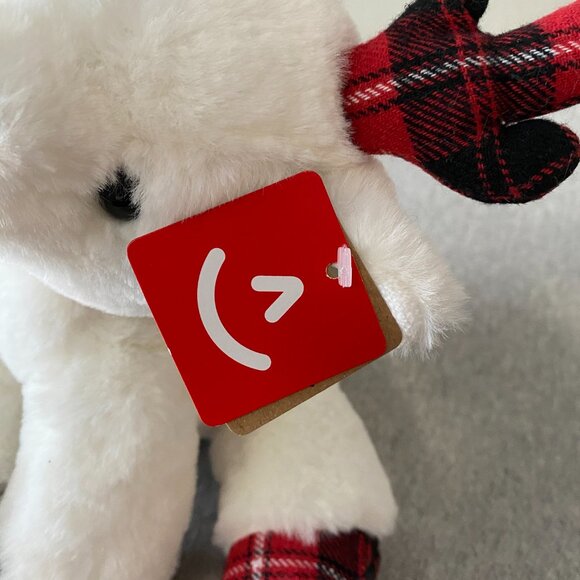 Aurora Red White Black Plaid Hooves Antlers White Holiday Reindeer 10" 2020 - Picture 9 of 13